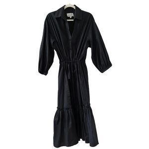 Cara Cara Hutton Cotton Midi Dress Women’s Black Size Small